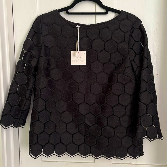 Talbots Tops - Talbots.  Black geo shape top.  3/4 sleeve. New with tags. Medium.